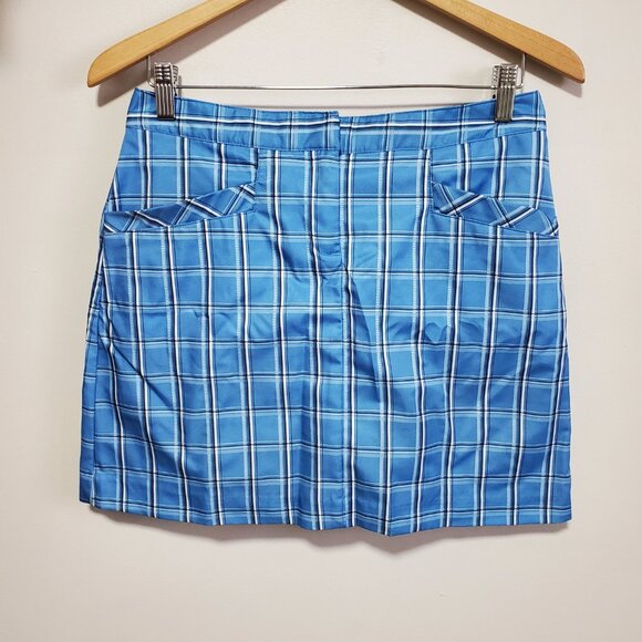 IZOD XFG Golf Skort Skirt Shorts Mini Athleisure Pickleball Blue Plaid Women's 2 - Picture 2 of 16
